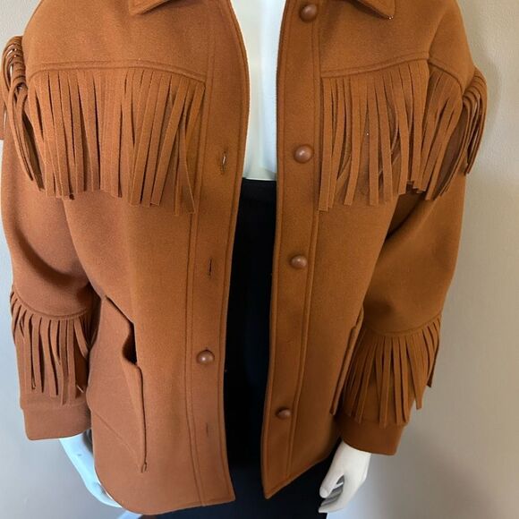 NWT Forever 21 Faux Suede Fringe Shacket - Ginger - Picture 6 of 12